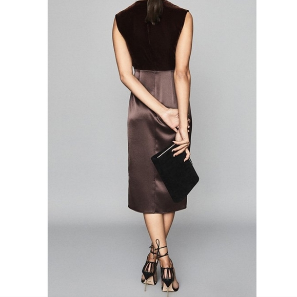 NWT REISS | Velvet & Satin Midi Dress - Picture 5 of 8
